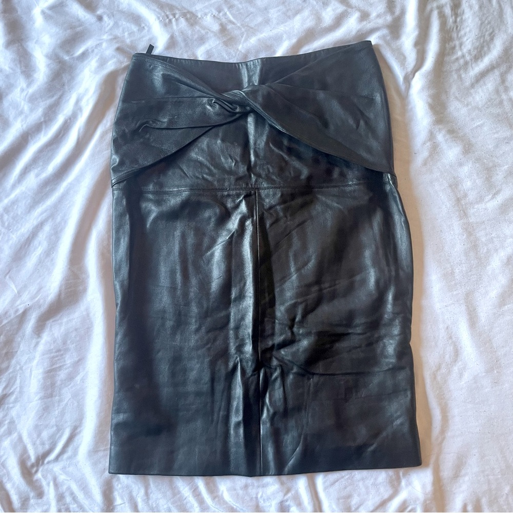 Armani Collezioni Black Midi Pencil Skirt with Tie Front c. 2006